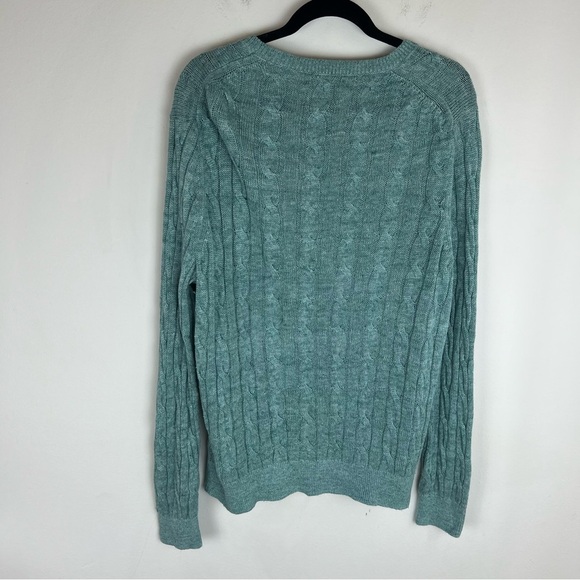 Brooks Brothers 100% Linen Cable Knit Sweater Blue Size L - Picture 7 of 7